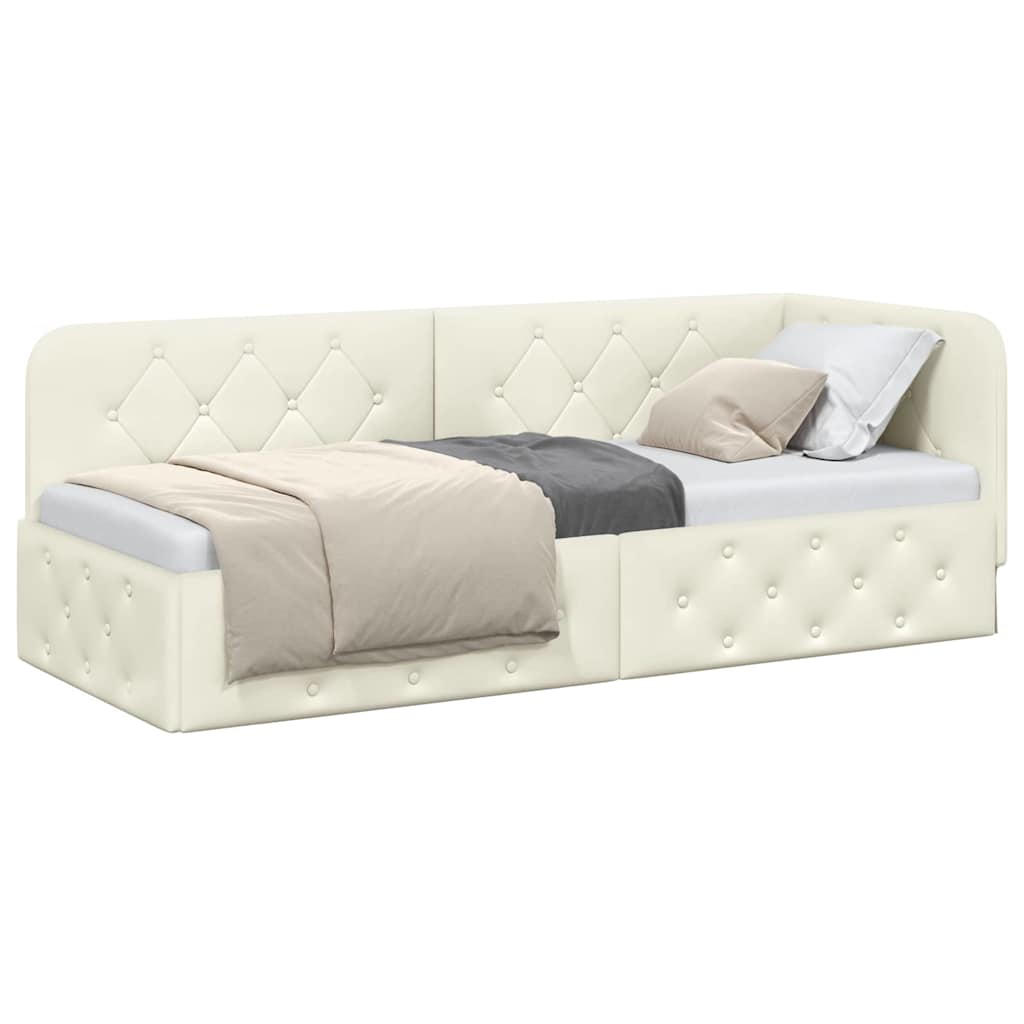 Eckbettgestell Creme 80 x 200 cm Samt