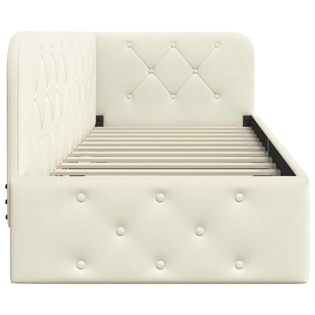 Eckbettgestell Creme 80 x 200 cm Samt