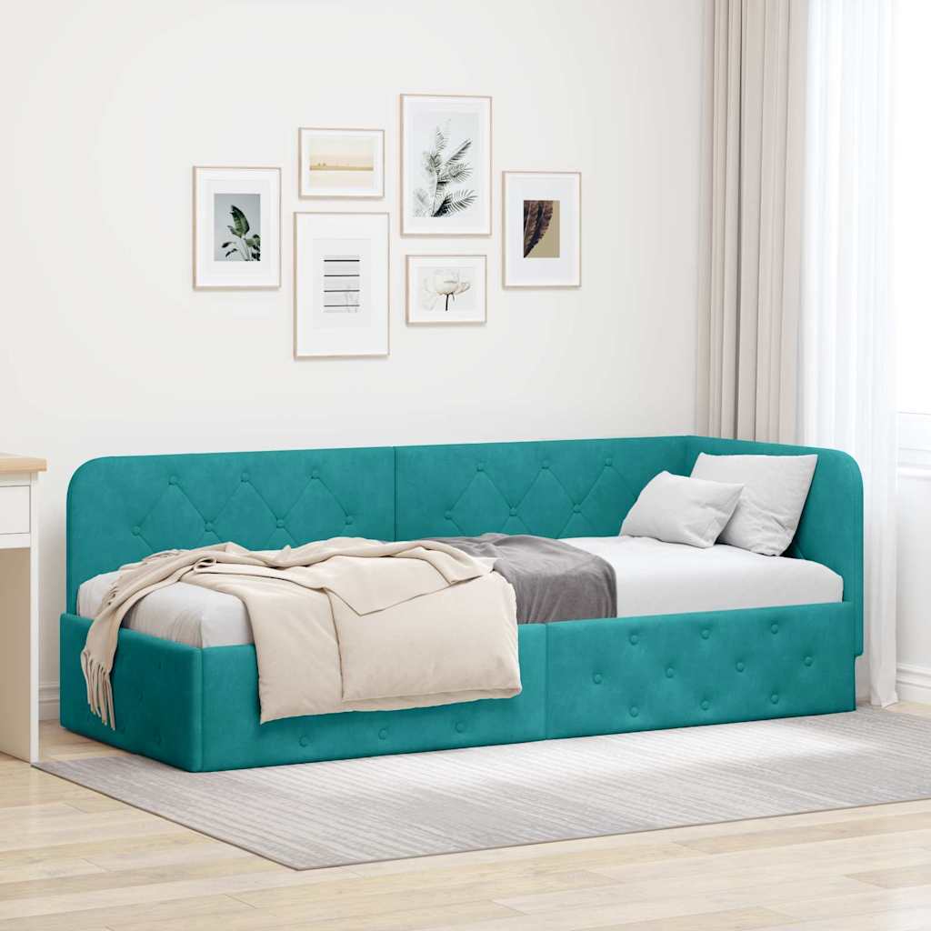 Eckbettgestell Türkis 80 x 200 cm Samt