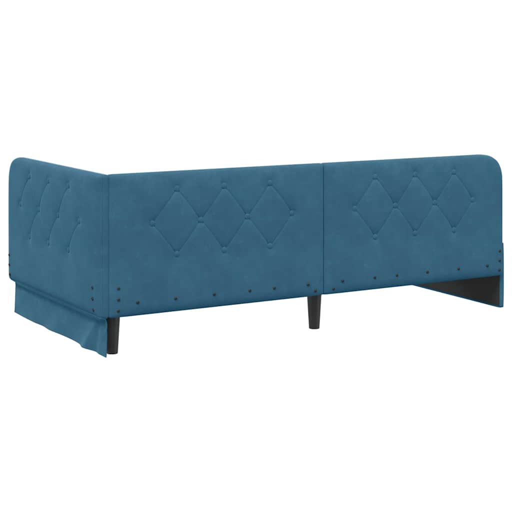 Eckbettgestell Blau 90 x 190 cm Samt