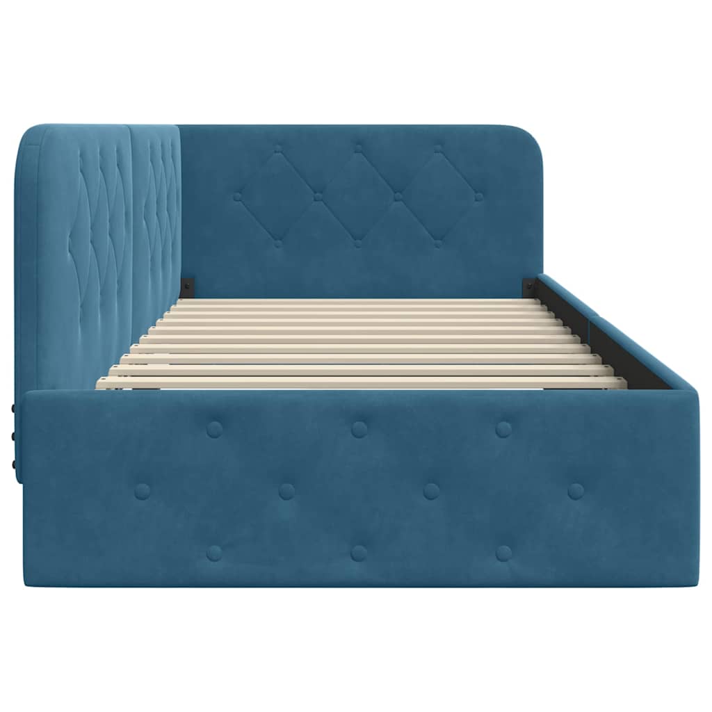 Eckbettgestell Blau 90 x 190 cm Samt