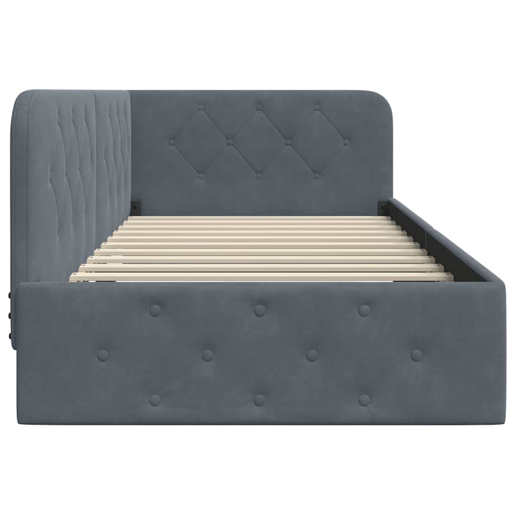 Eckbettgestell Dunkelgrau 90 x 190 cm Samt