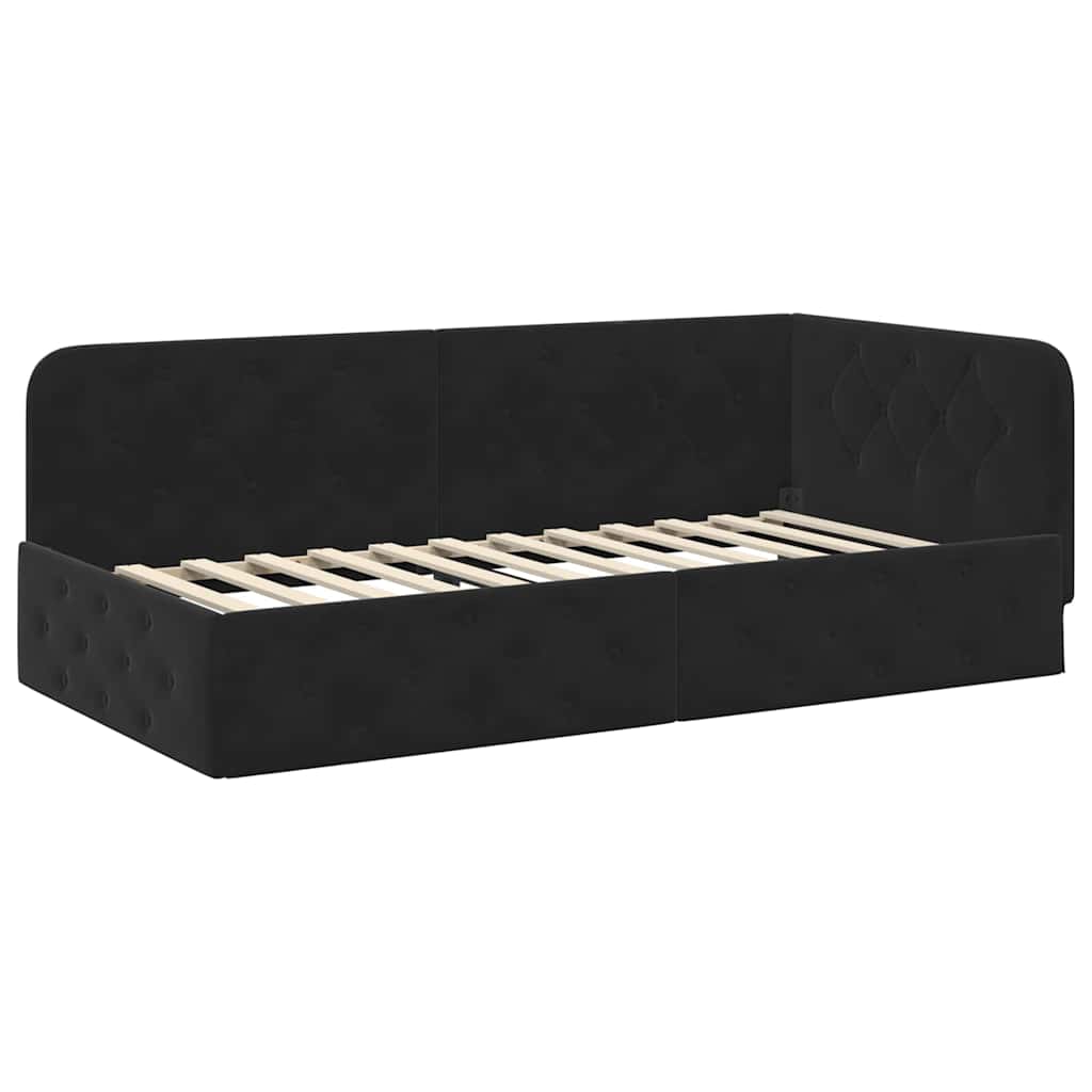 Eckbettgestell Schwarz 90 x 190 cm Samt