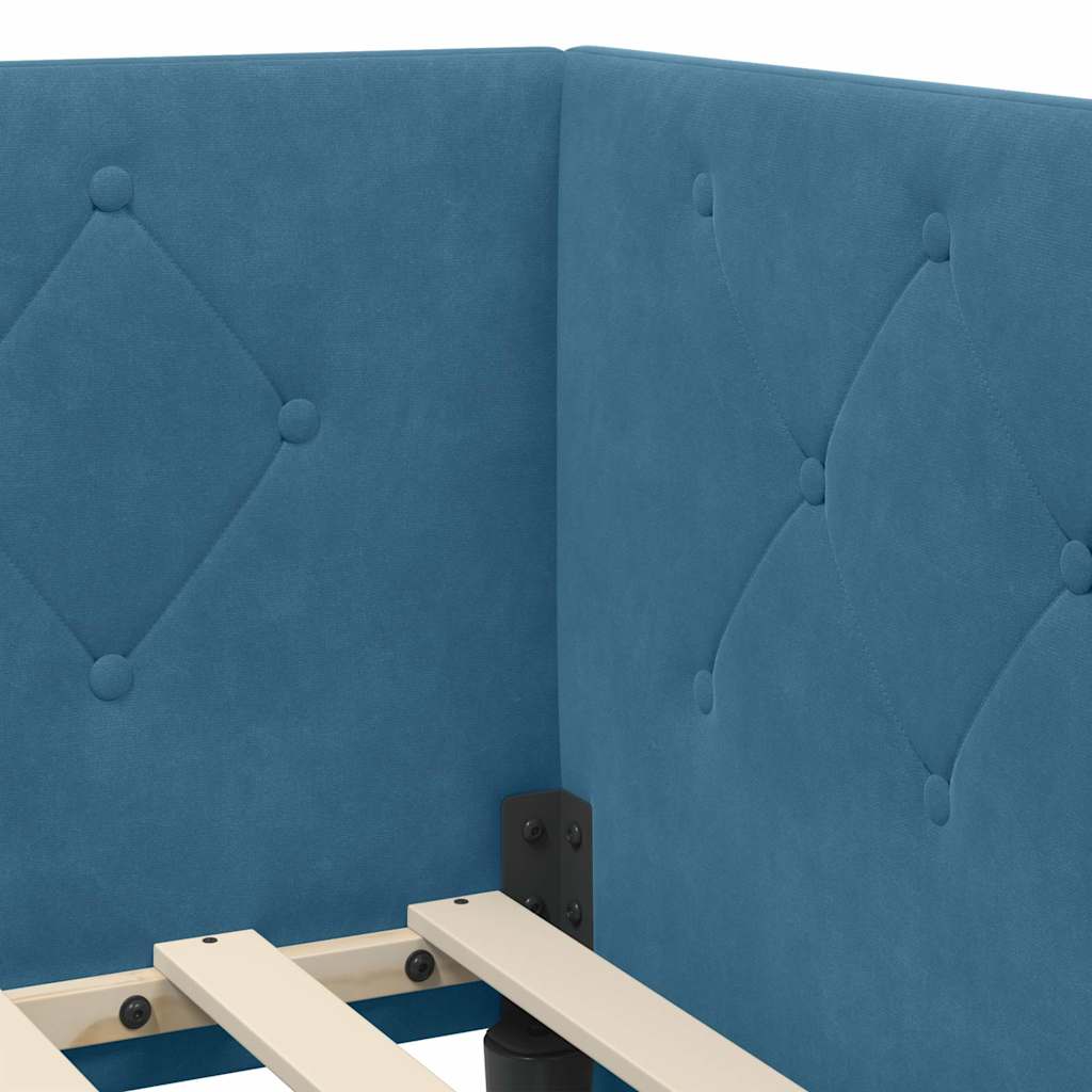 Eckbettgestell Blau 90 x 200 cm Samt