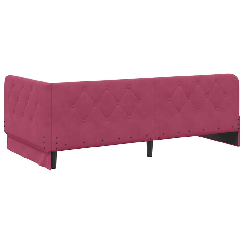 Eckbettgestell Weinrot 90 x 200 cm Samt