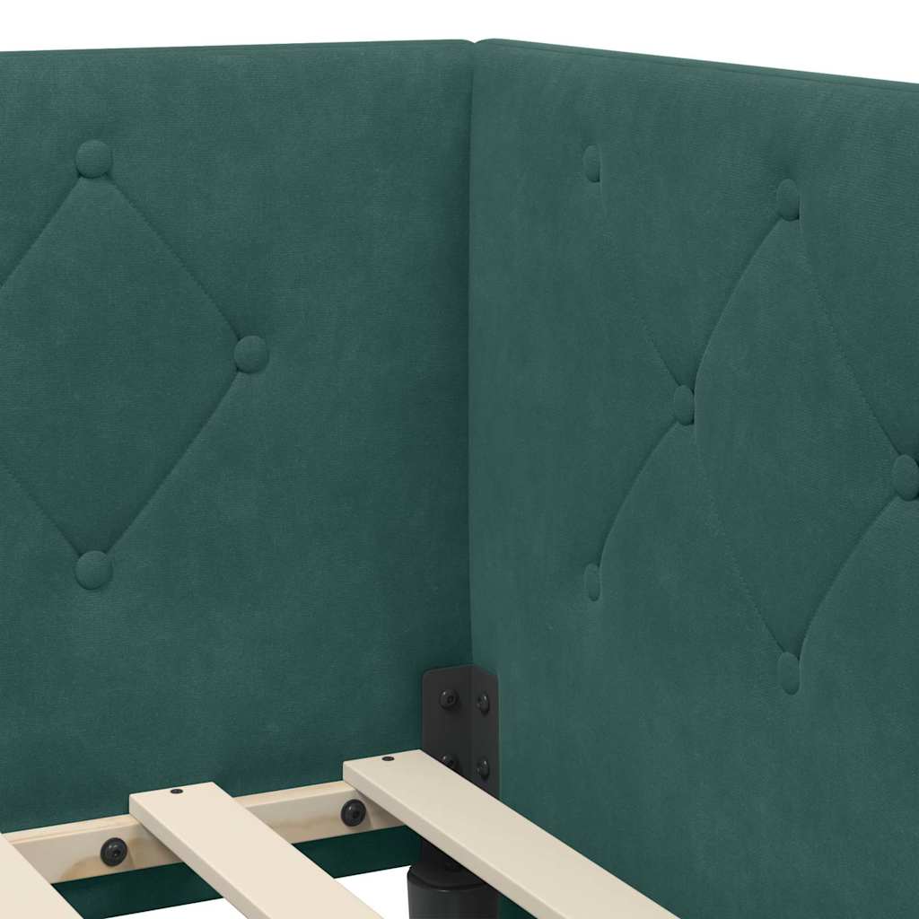 Eckbettgestell Dunkelgrün 100 x 200 cm Samt