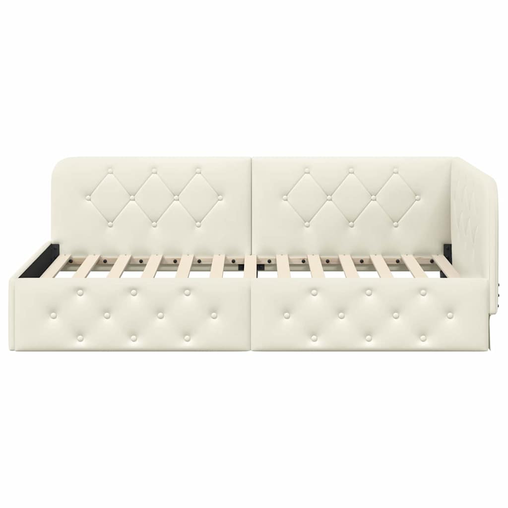 Eckbettgestell Creme 100 x 200 cm Samt