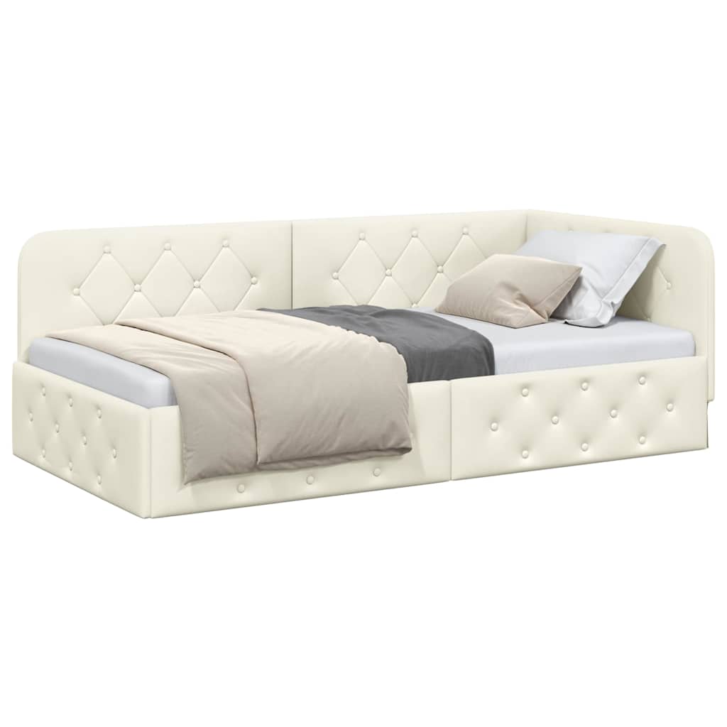 Eckbettgestell Creme 100 x 200 cm Samt