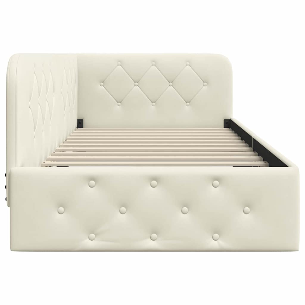 Eckbettgestell Creme 100 x 200 cm Samt