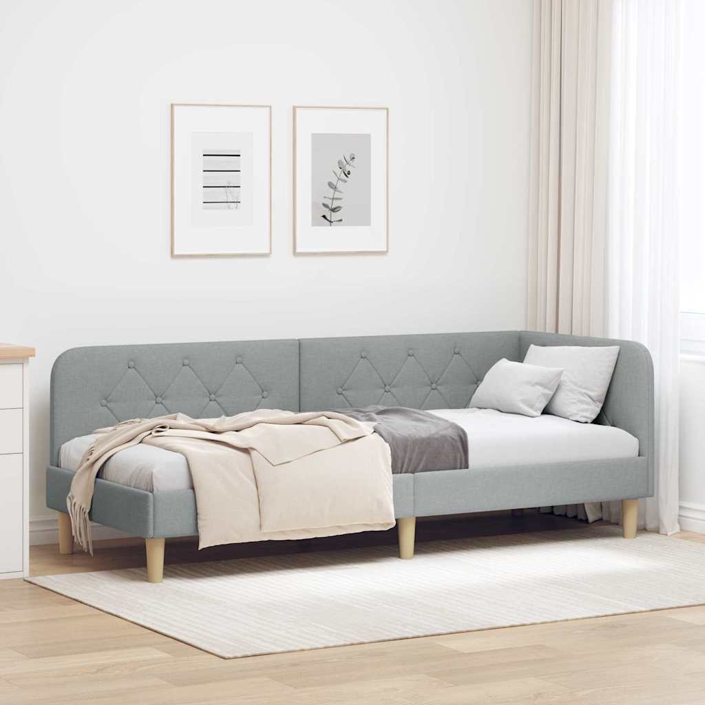 Eckbettgestell Hellgrau 80 x 200 cm Stoff