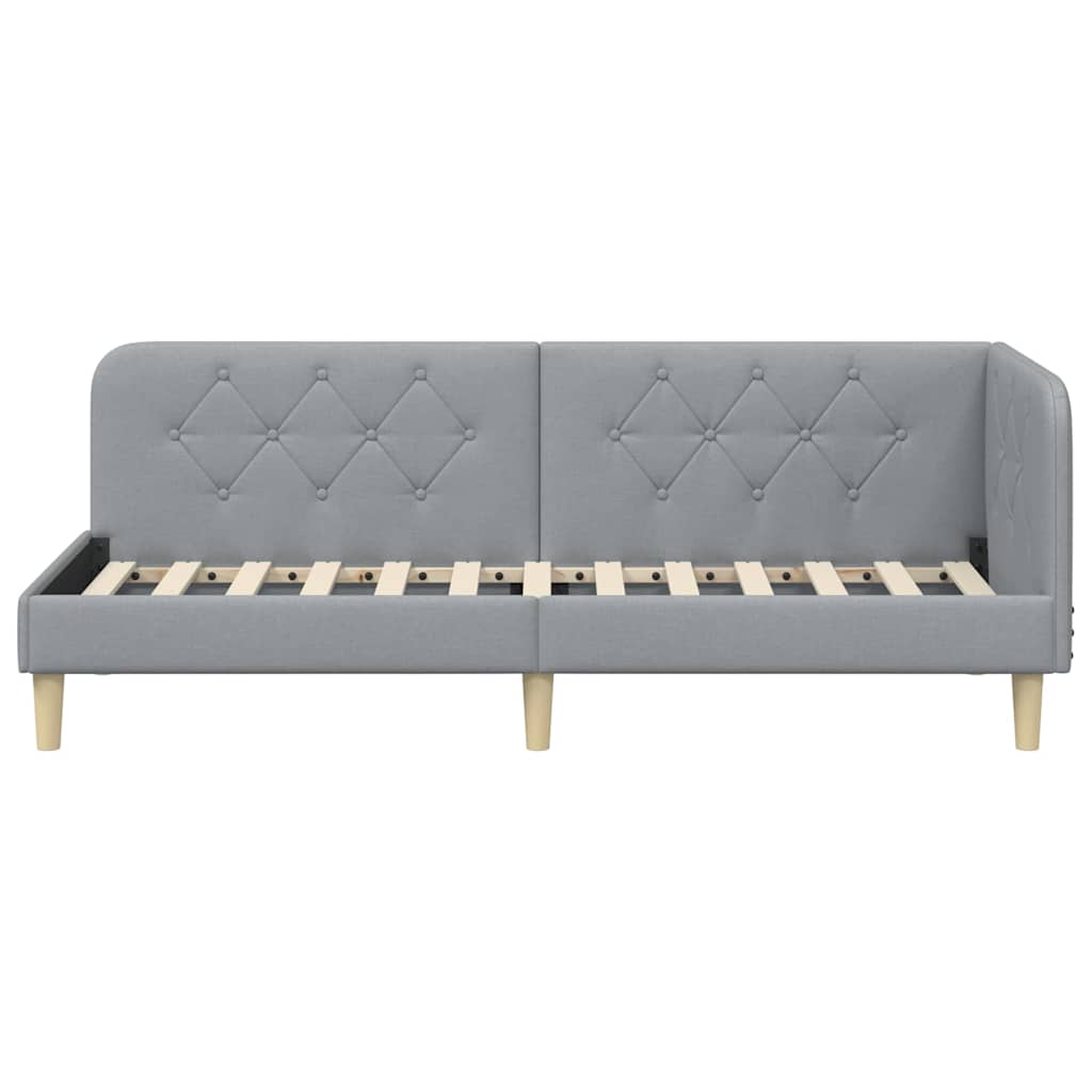 Eckbettgestell Hellgrau 80 x 200 cm Stoff