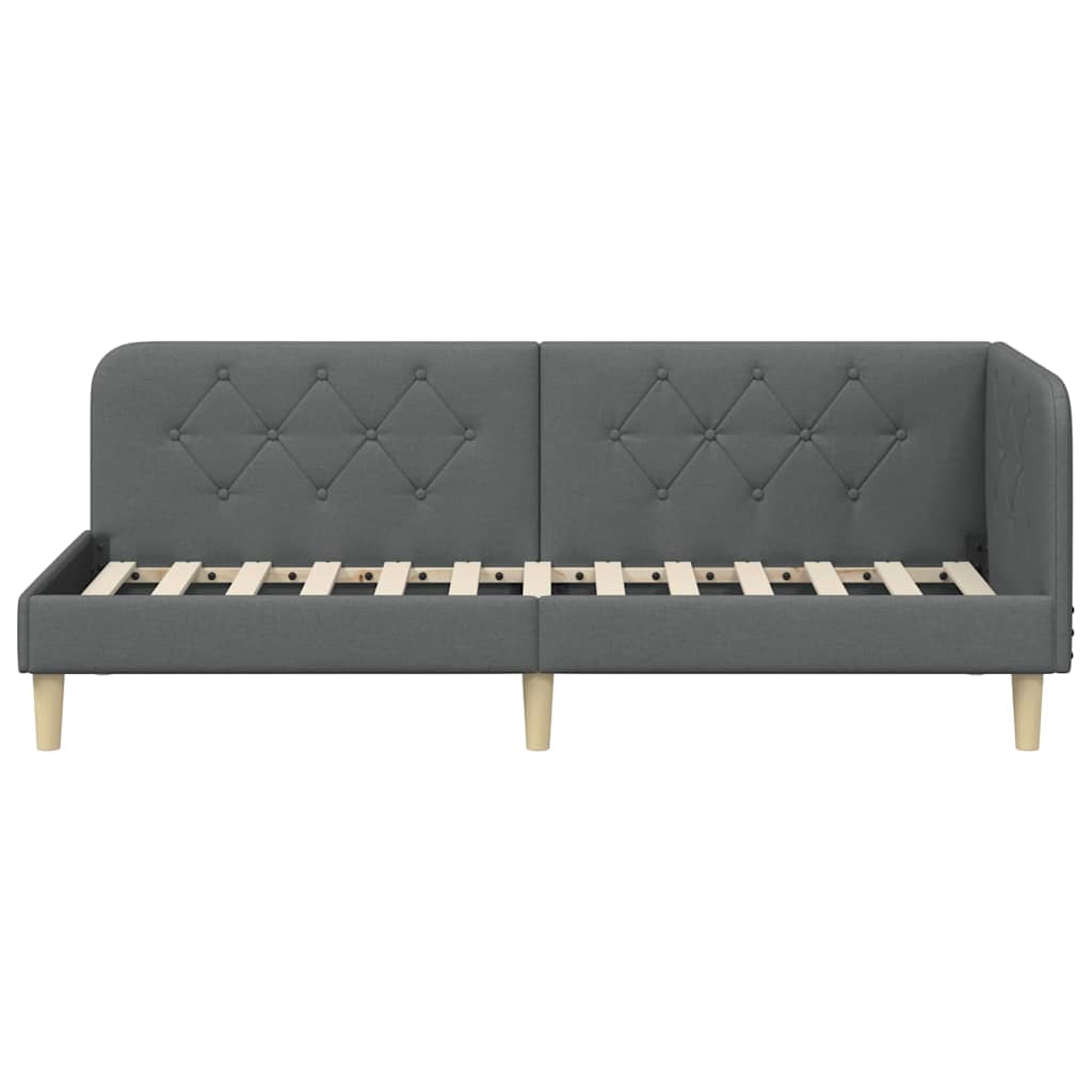 Eckbettgestell Dunkelgrau 80 x 200 cm Stoff
