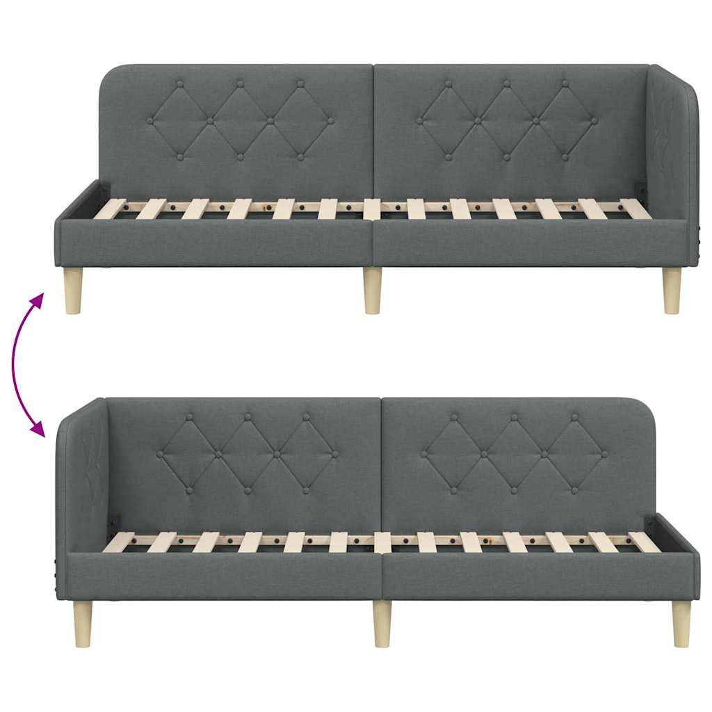 Eckbettgestell Dunkelgrau 80 x 200 cm Stoff