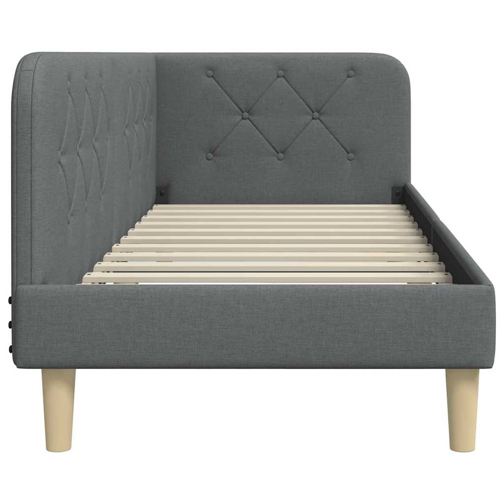 Eckbettgestell Dunkelgrau 80 x 200 cm Stoff
