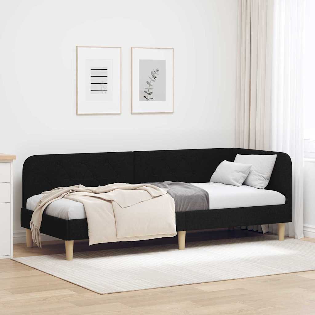 Eckbettgestell Schwarz 80 x 200 cm Stoff