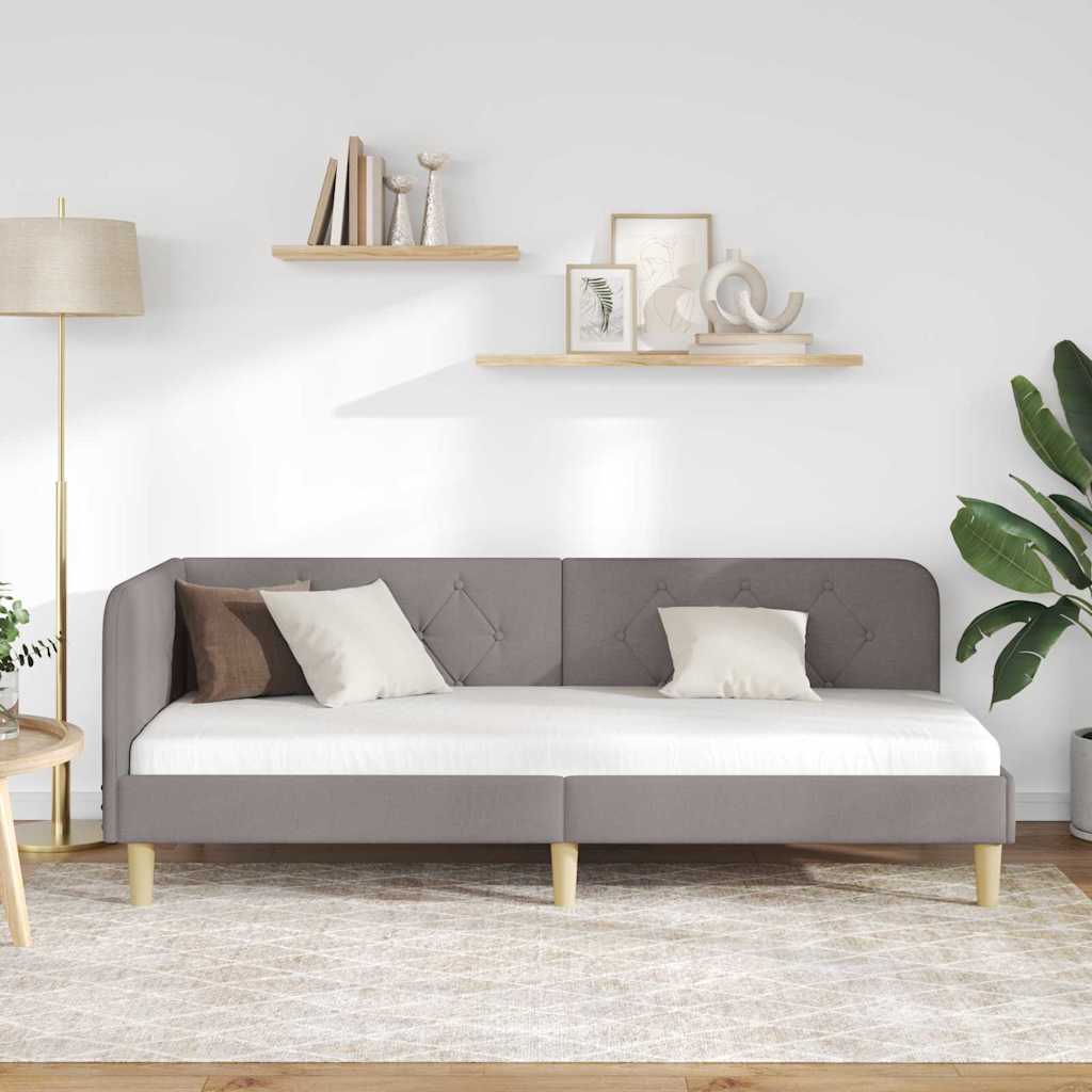 Eckbettgestell Taupe 80 x 200 cm Stoff