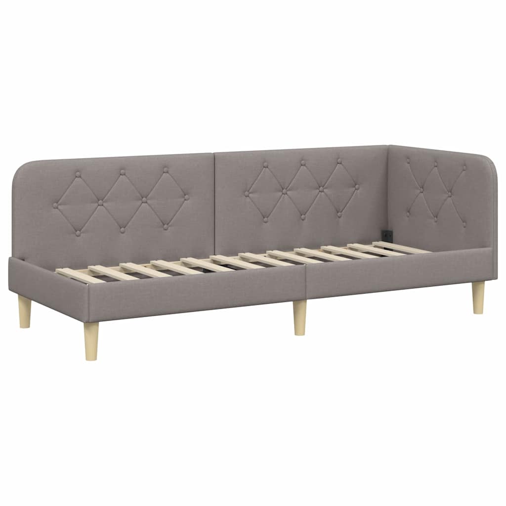 Eckbettgestell Taupe 80 x 200 cm Stoff