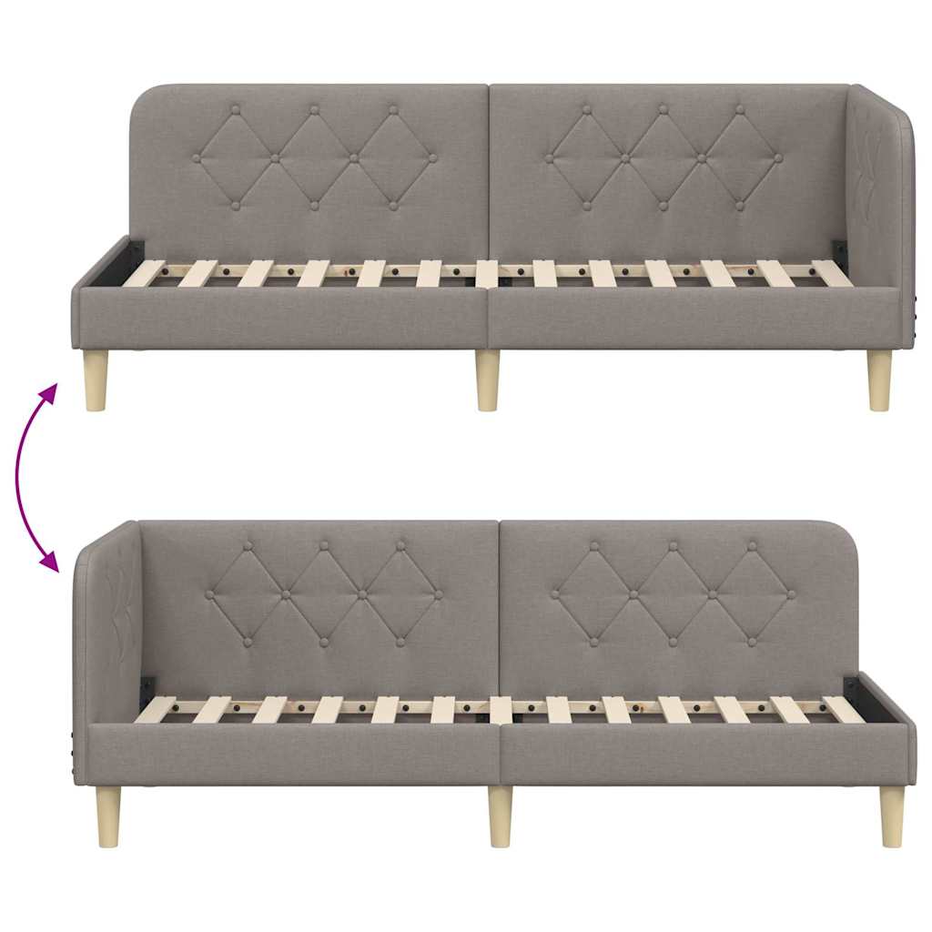 Eckbettgestell Taupe 80 x 200 cm Stoff