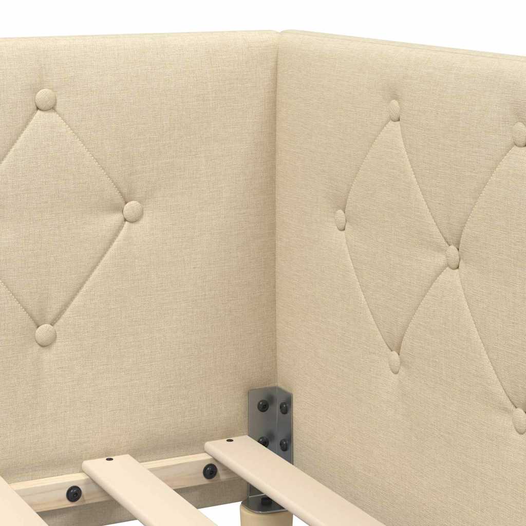 Eckbettgestell Creme 80 x 200 cm Stoff