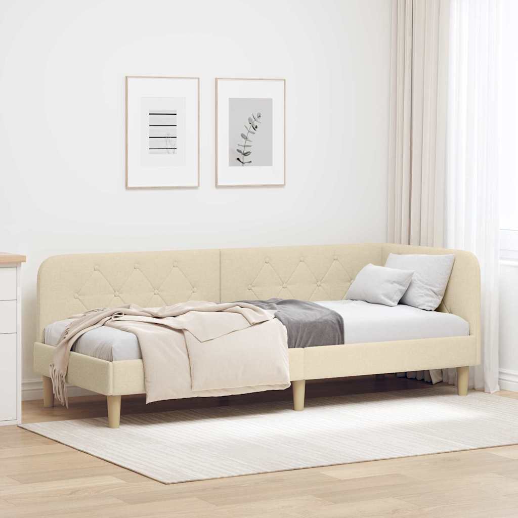 Eckbettgestell Creme 80 x 200 cm Stoff
