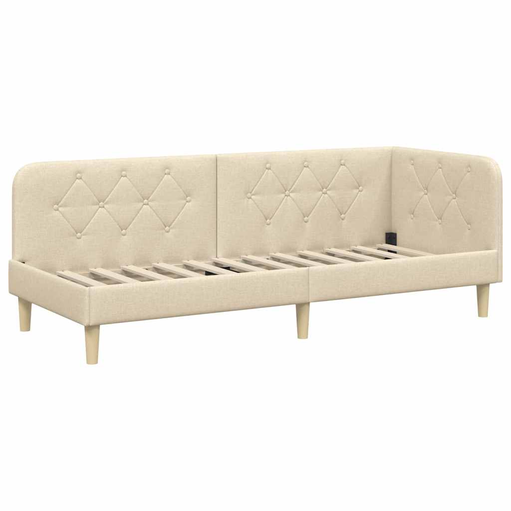 Eckbettgestell Creme 80 x 200 cm Stoff