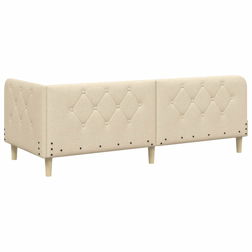Eckbettgestell Creme 80 x 200 cm Stoff