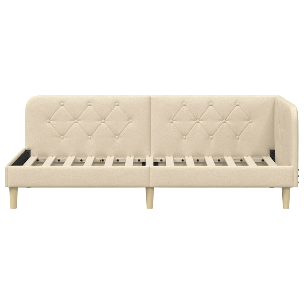 Eckbettgestell Creme 80 x 200 cm Stoff