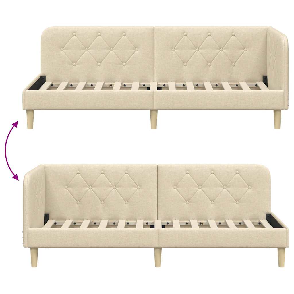 Eckbettgestell Creme 80 x 200 cm Stoff
