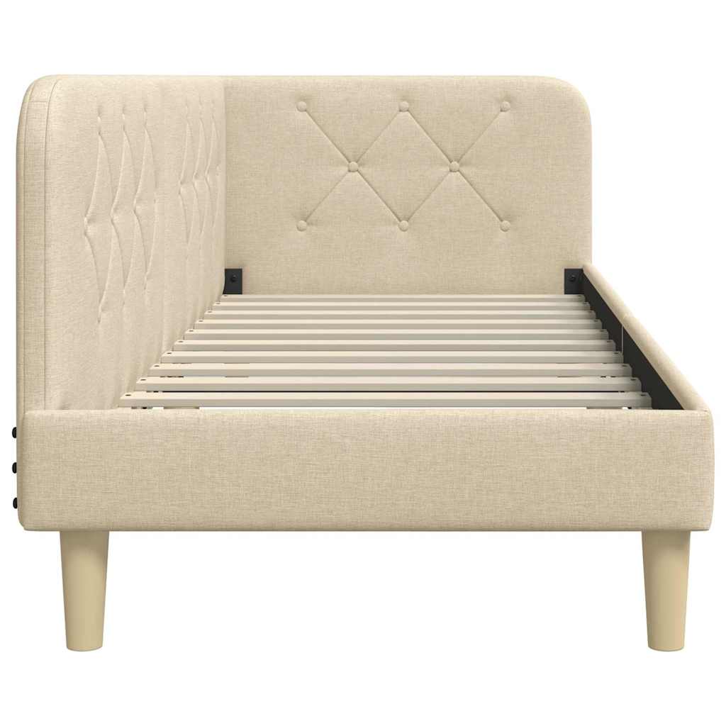 Eckbettgestell Creme 80 x 200 cm Stoff