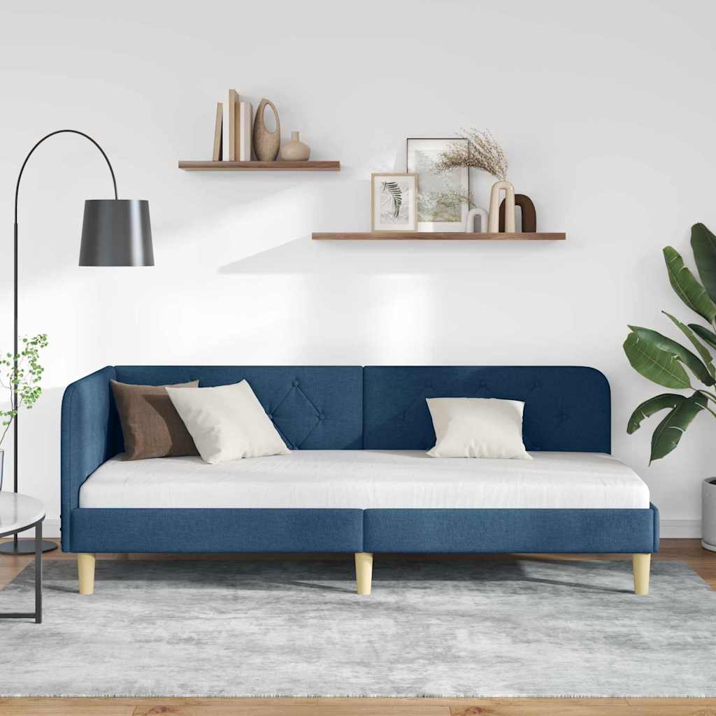 Eckbettgestell Blau 80 x 200 cm Stoff