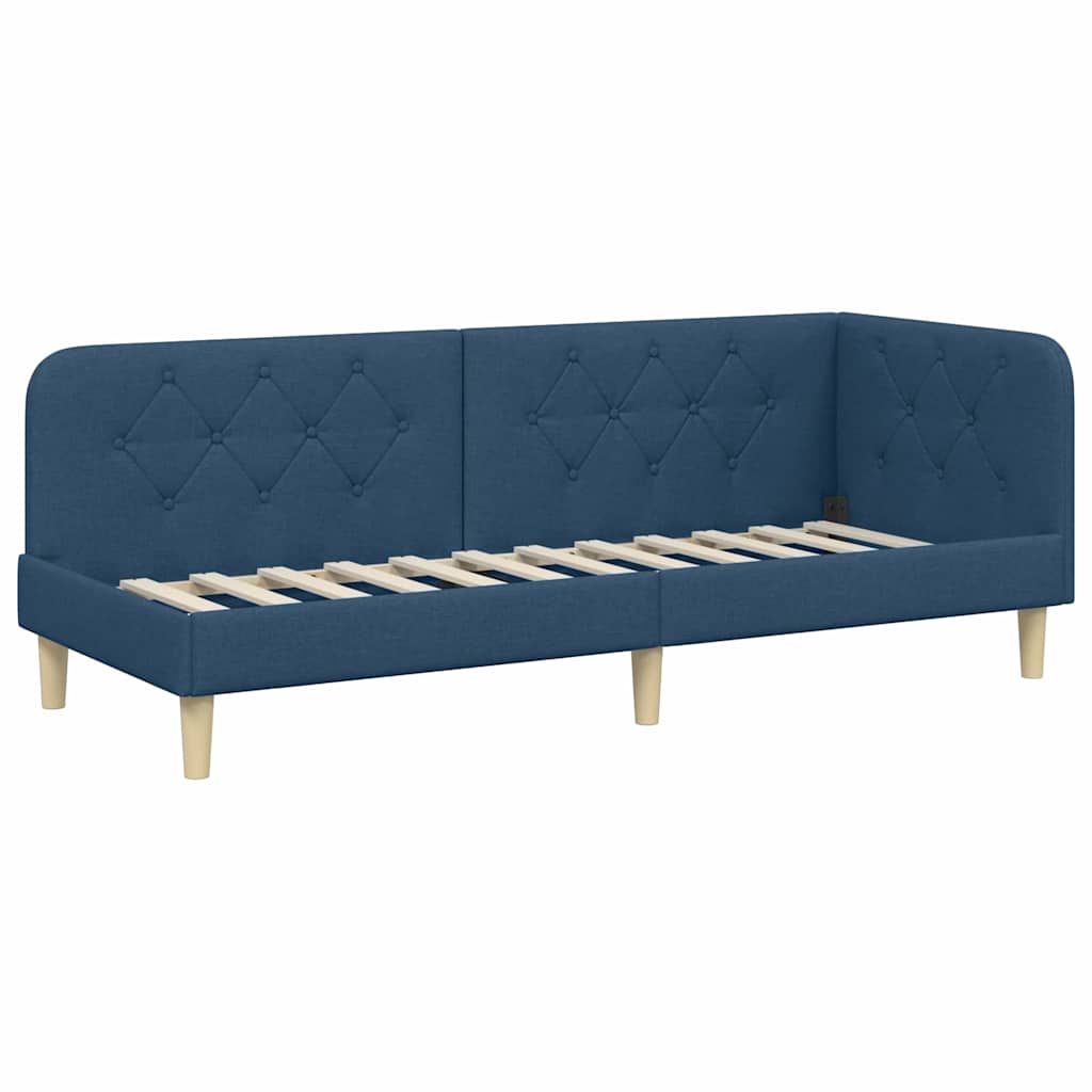 Eckbettgestell Blau 80 x 200 cm Stoff