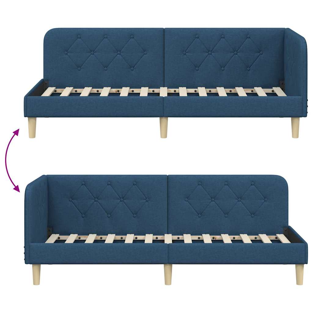 Eckbettgestell Blau 80 x 200 cm Stoff