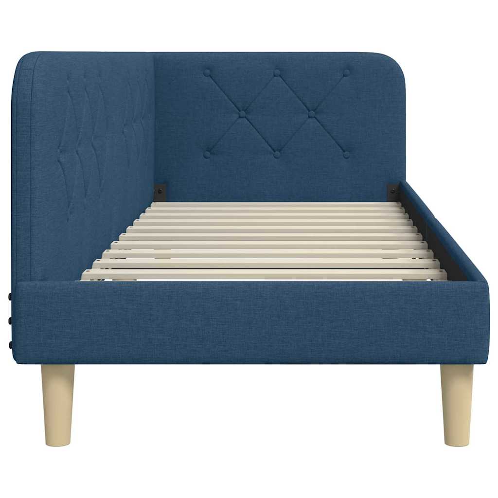 Eckbettgestell Blau 80 x 200 cm Stoff