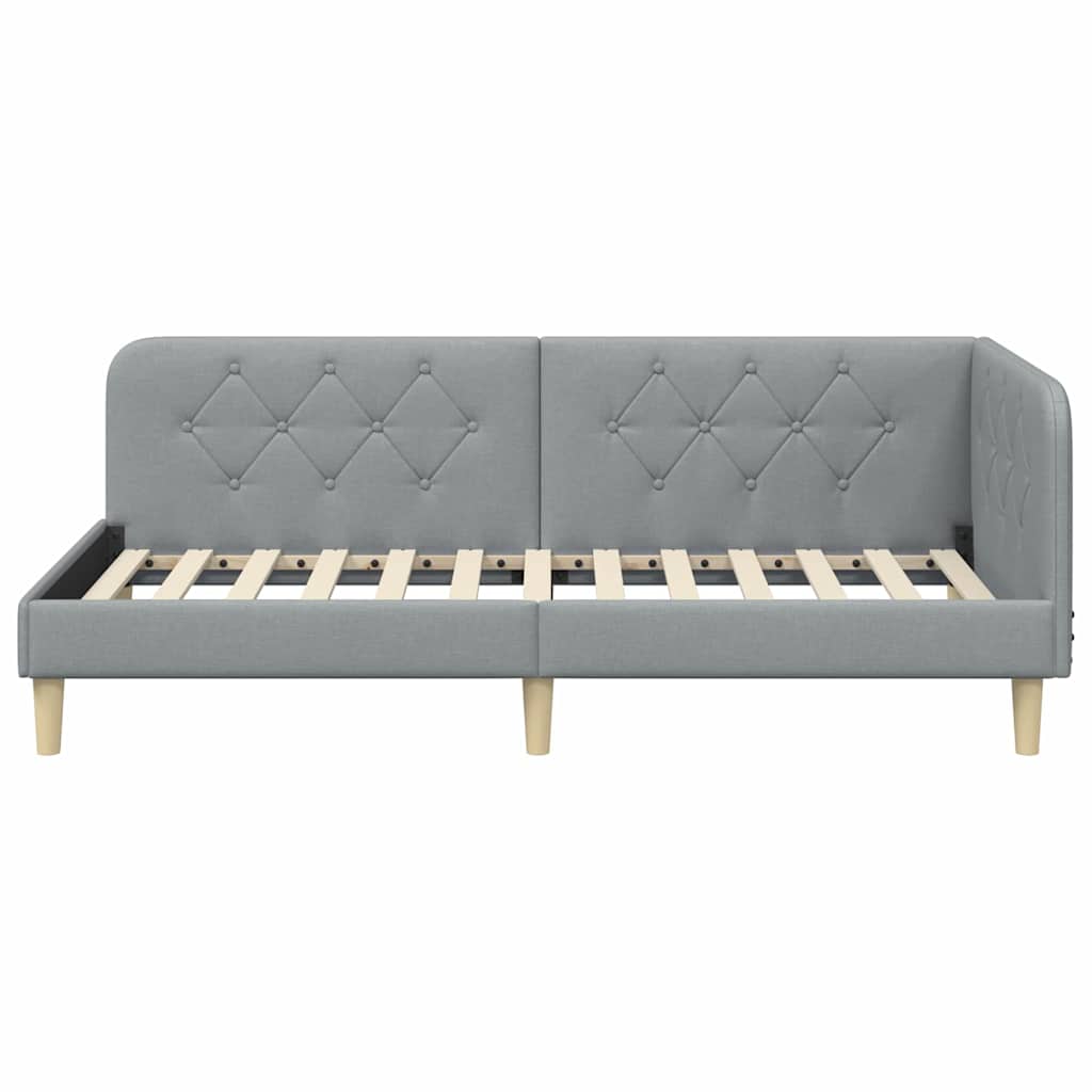 Eckbettgestell Hellgrau 90 x 190 cm Stoff