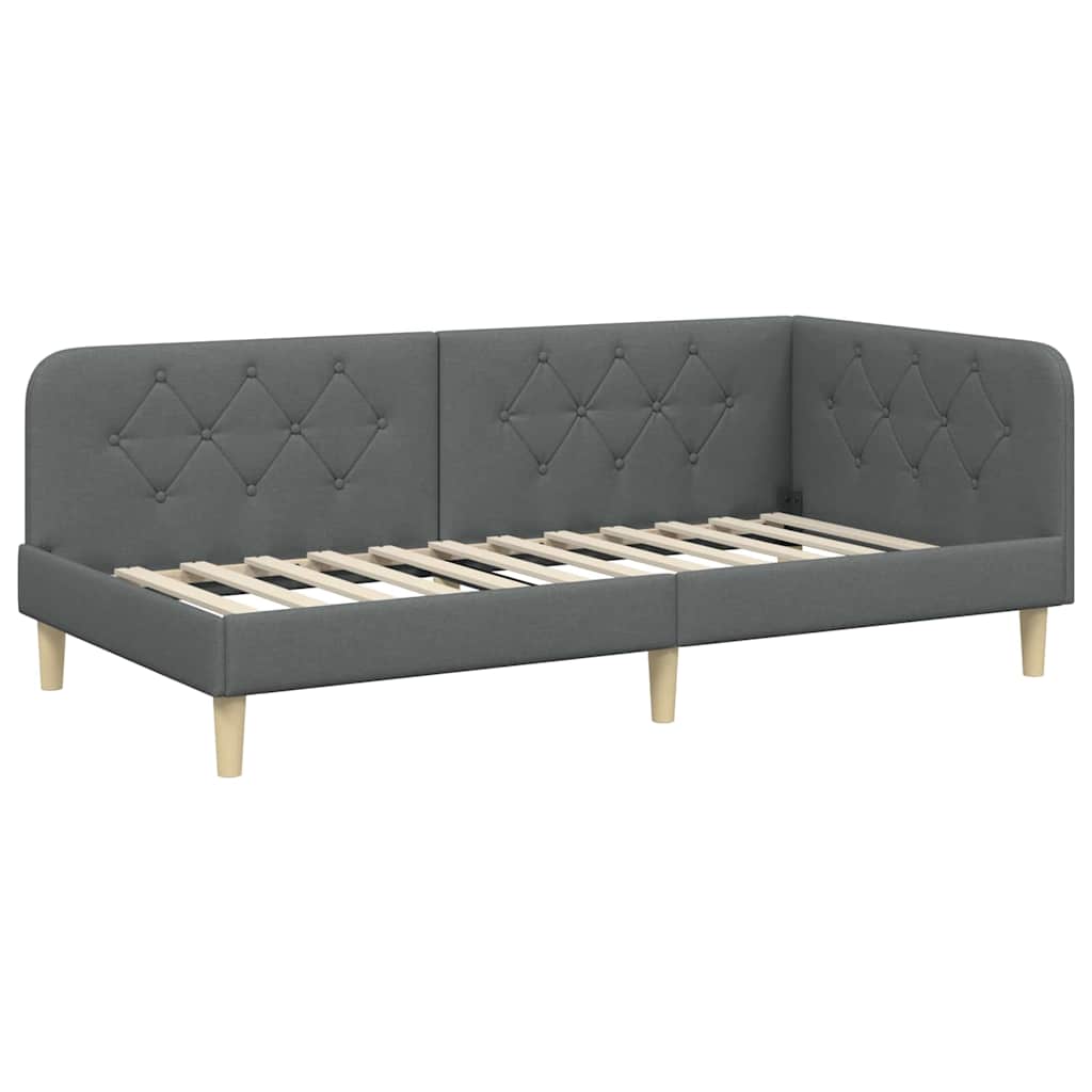 Eckbettgestell Dunkelgrau 90 x 190 cm Stoff