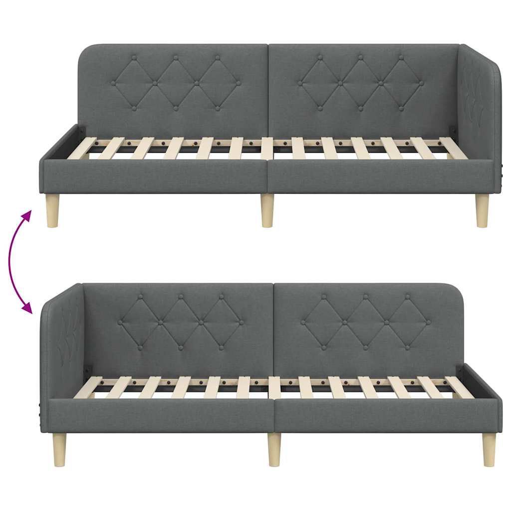 Eckbettgestell Dunkelgrau 90 x 190 cm Stoff