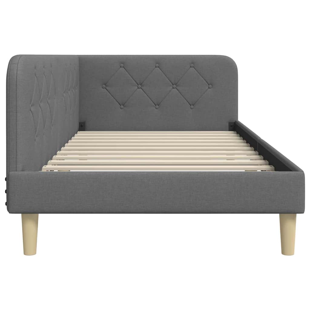 Eckbettgestell Dunkelgrau 90 x 190 cm Stoff