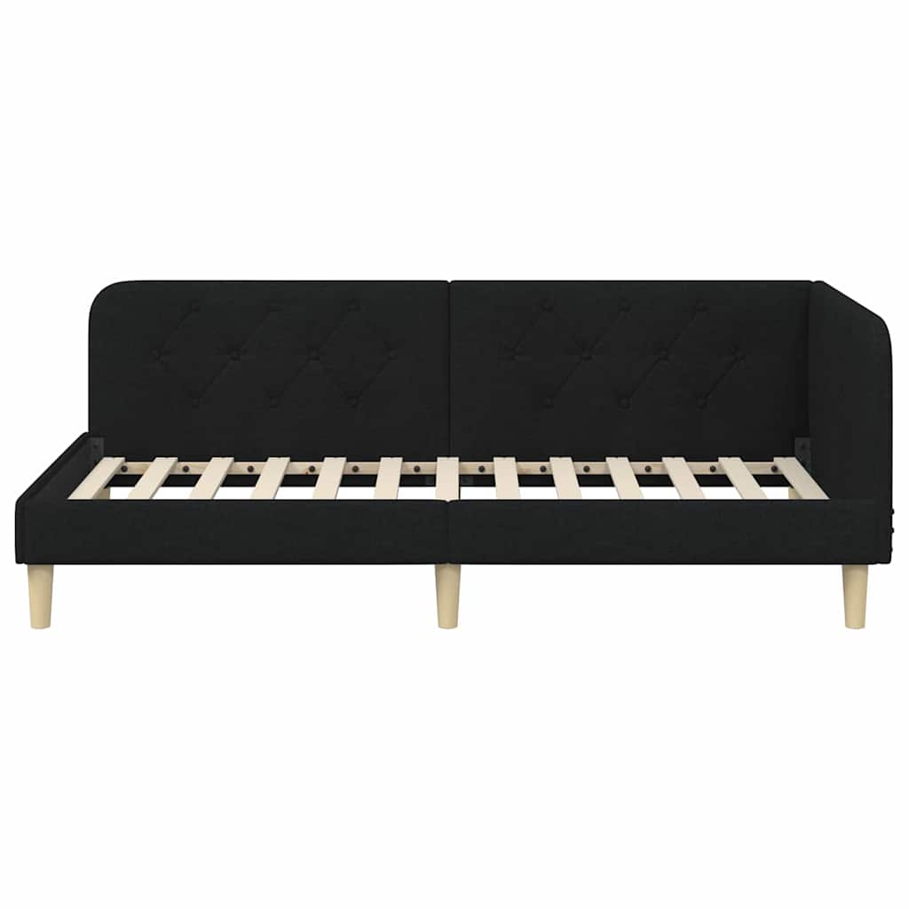 Eckbettgestell Schwarz 90 x 190 cm Stoff
