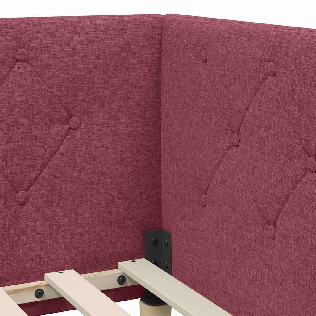 Eckbettgestell Weinrot 90 x 190 cm Stoff