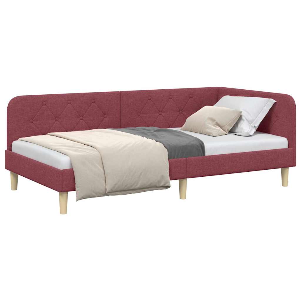 Eckbettgestell Weinrot 90 x 190 cm Stoff