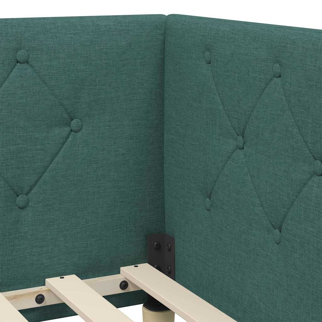Eckbettgestell Dunkelgrün 90 x 190 cm Stoff