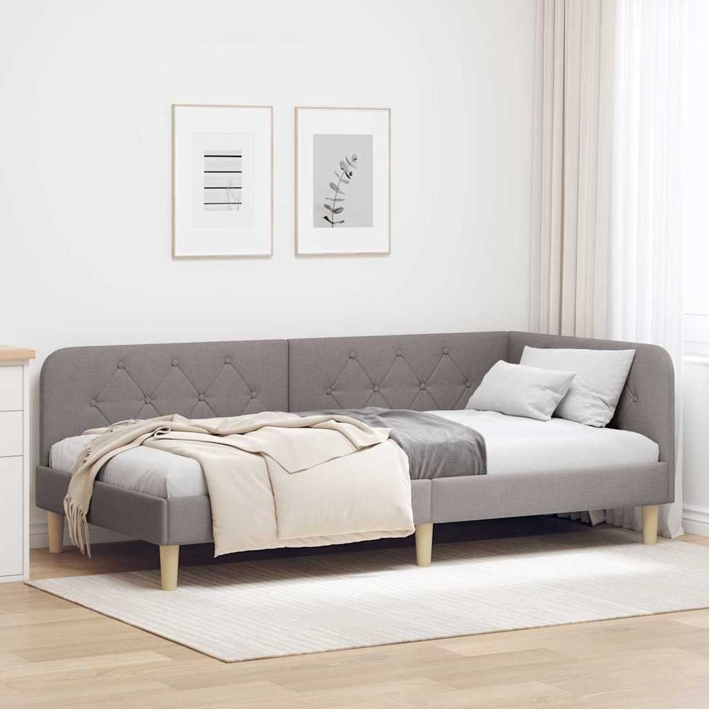 Eckbettgestell Taupe 90 x 190 cm Stoff