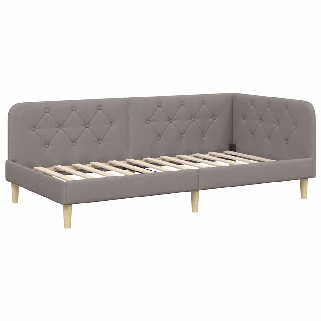 Eckbettgestell Taupe 90 x 190 cm Stoff