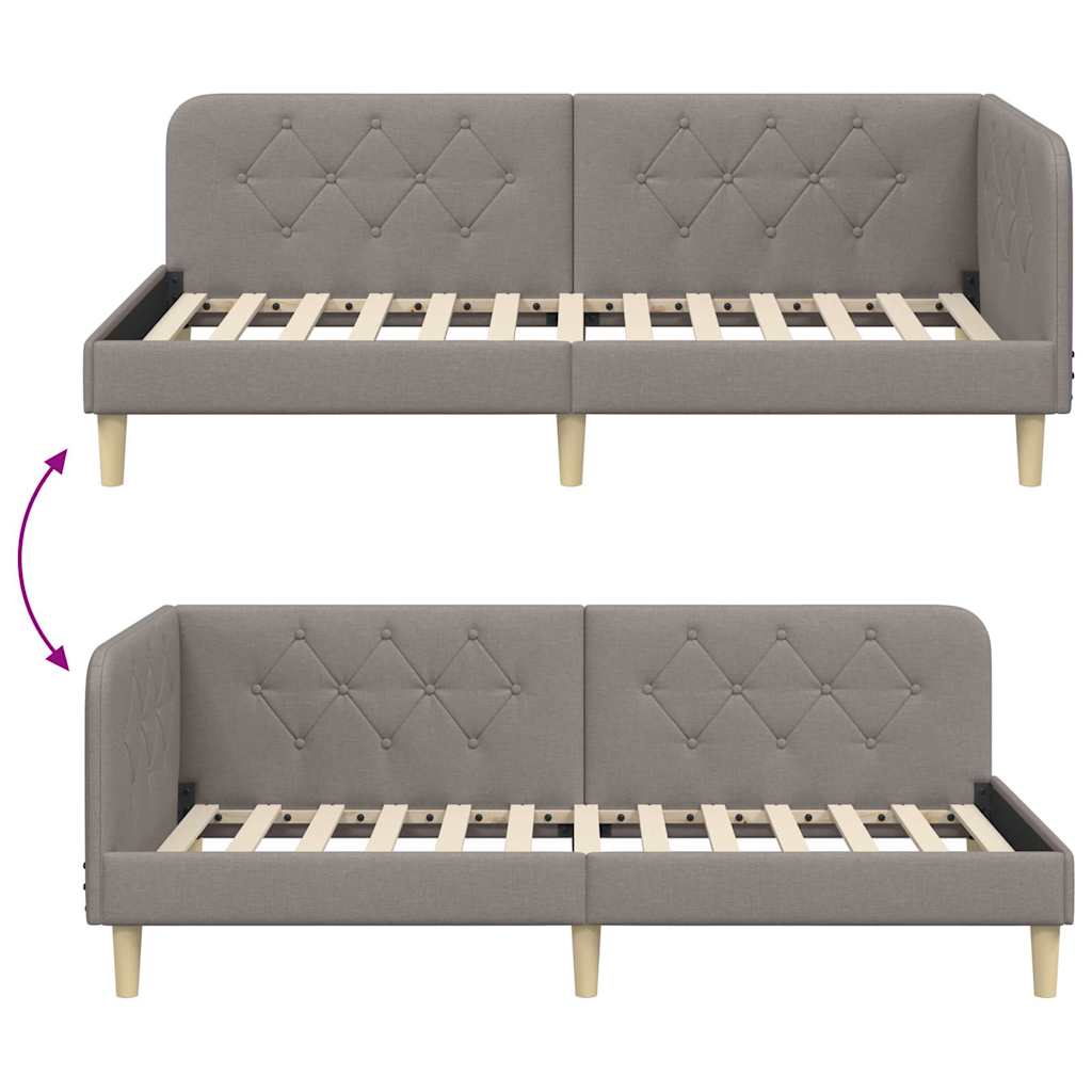 Eckbettgestell Taupe 90 x 190 cm Stoff