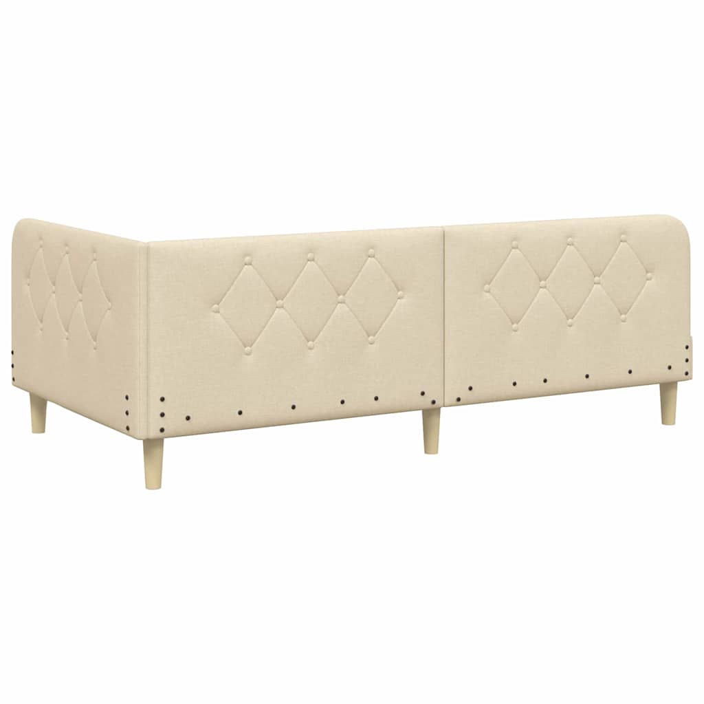Eckbettgestell Creme 90 x 190 cm Stoff