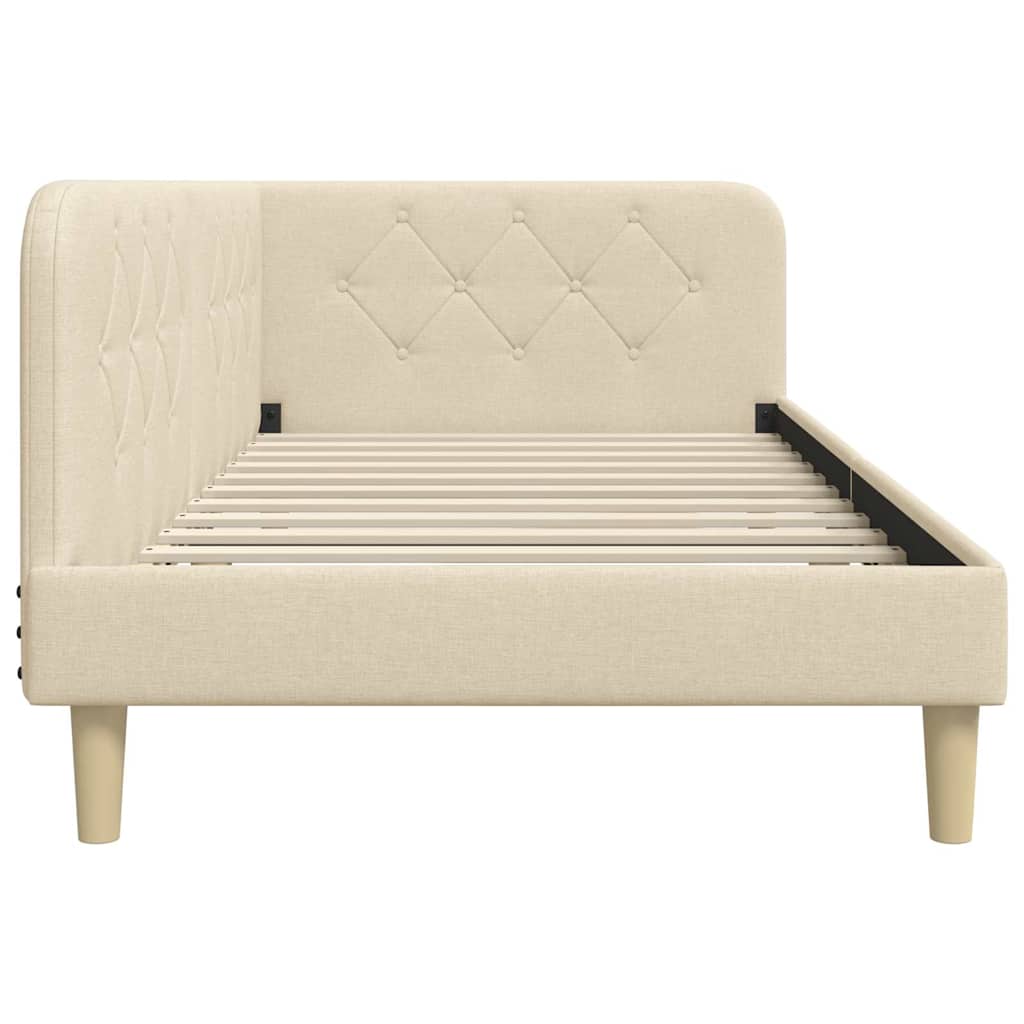 Eckbettgestell Creme 90 x 190 cm Stoff