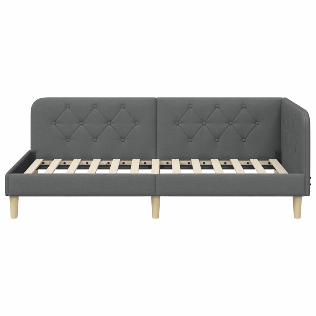 Eckbettgestell Dunkelgrau 90 x 200 cm Stoff