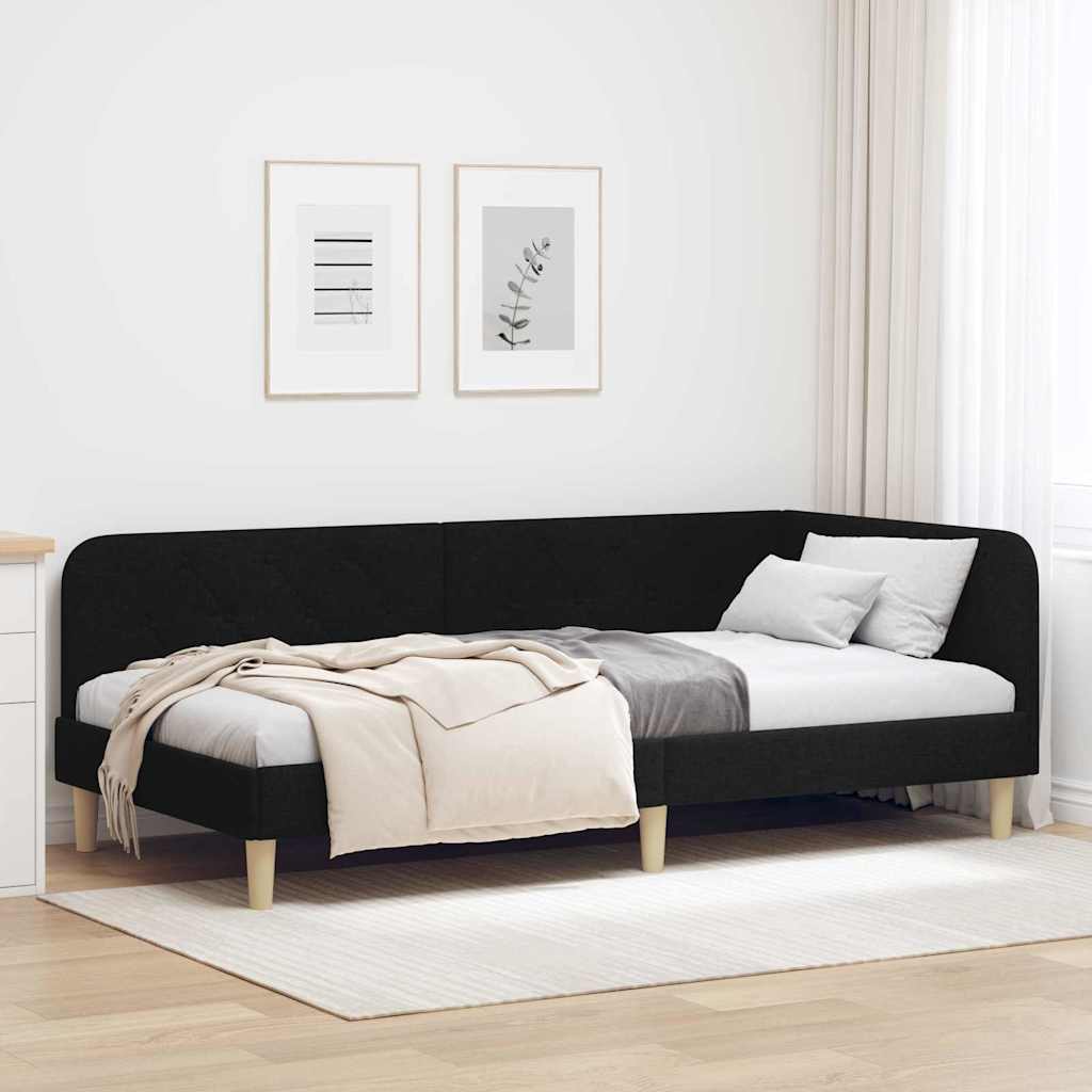 Eckbettgestell Schwarz 90 x 200 cm Stoff
