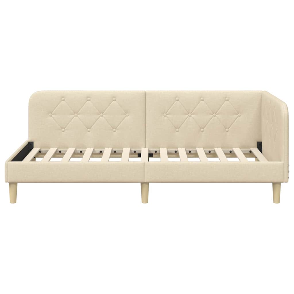Eckbettgestell Creme 90 x 200 cm Stoff