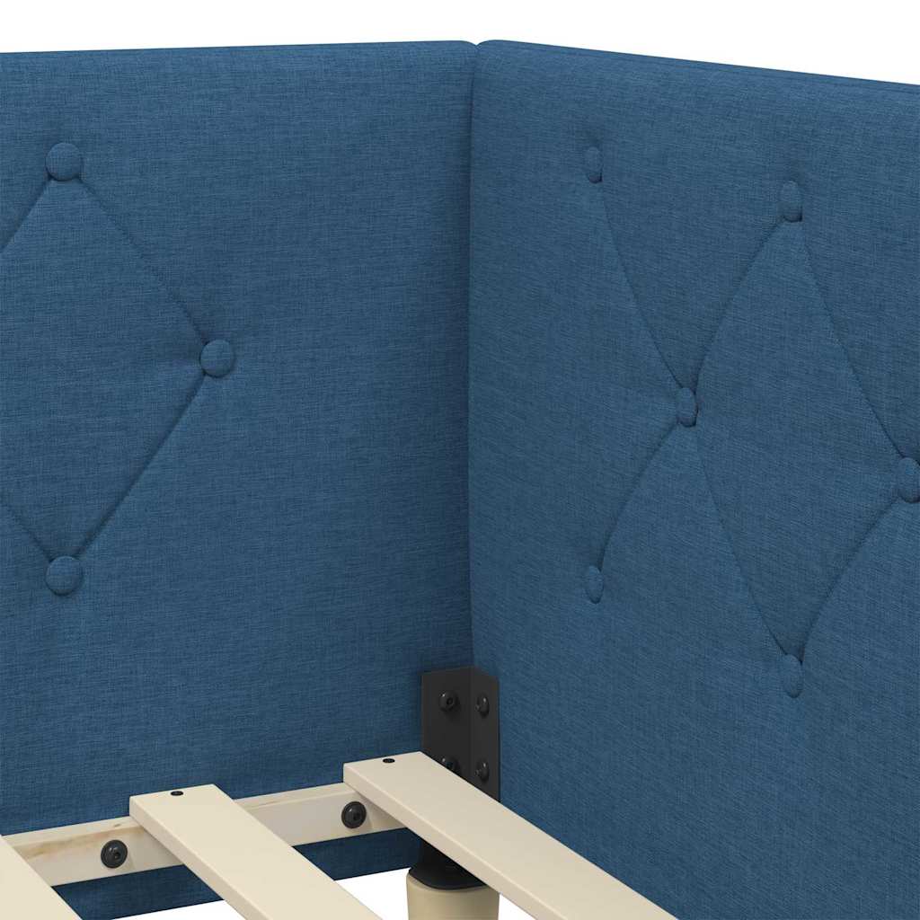 Eckbettgestell Blau 90 x 200 cm Stoff